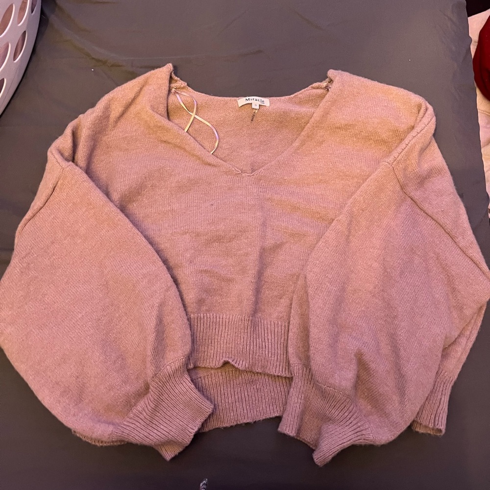 Off the shoulder pink/purple sweater